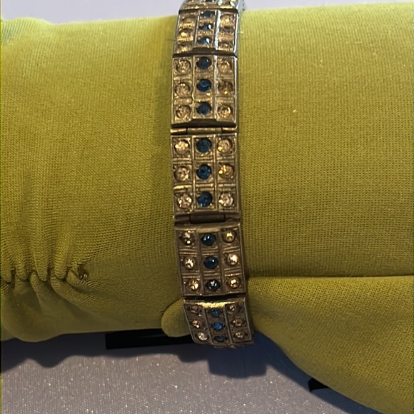 ALLCO Art Deco paste blue and clear stones Bracelet - Picture 3 of 12